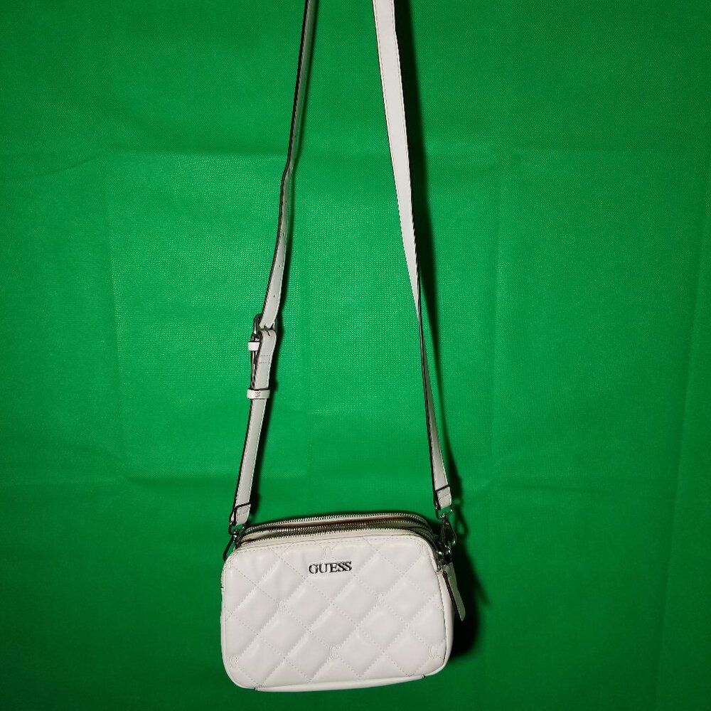 Guess Women's Quilted Crossbody Bag White Logo
